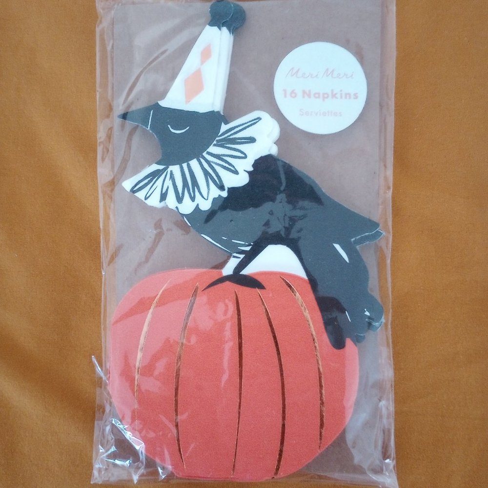 Meri Meri-Vintage Halloween Crow Napkins-New- 4 sets available.